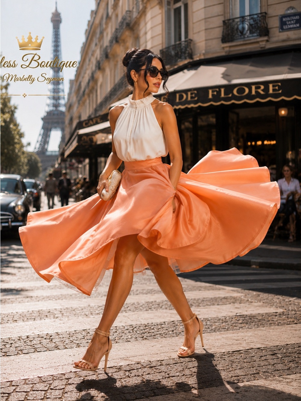 Hot Miami Styles Peach Satin Full Circle Skirt Tulle Lined 182” Sweep S